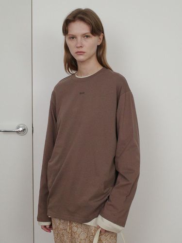 Basic Cotton Loose Fit Long Sleeve T-shirt [Brown] - Enor - Modalova