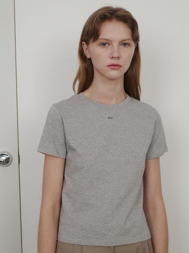 Cotton Fitted Basic T-shirt [Grey] - Enor - Modalova