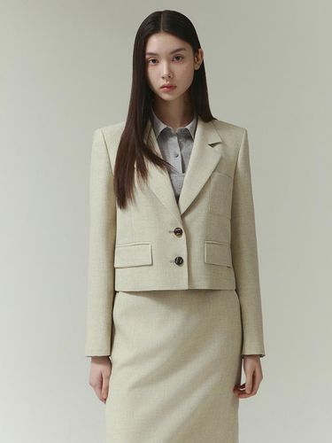 Back Lettering Tweed Crop Jacket (ITP2WJK350) - IT MICHAA - Modalova