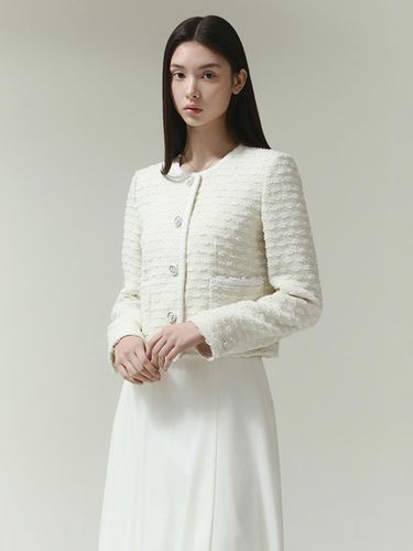 Collarless Tweed Regular Fit Single Jacket - IT MICHAA - Modalova