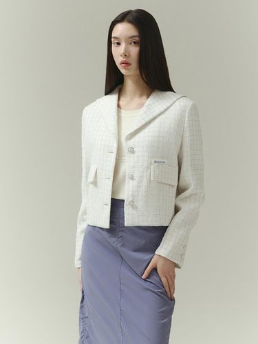 Sailor Collar Check Contrast Tweed Jacket (ITP3WJK310) - IT MICHAA - Modalova