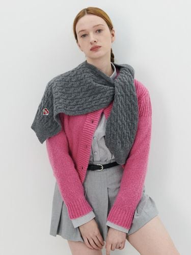 Classic Cable Hand-Knitted Shawl [Gray] - beyondcloset - Modalova