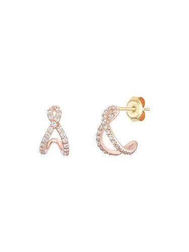 K Rose Gold CZ Stone Wishbone Earrings (JJWJEQ5B2102R40A0) - J.ESTINA - Modalova