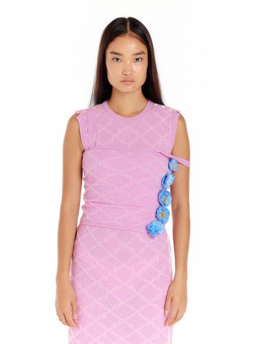 Logo Jacquard Sleeveless Knit Top [Light Pink] - EENK - Modalova