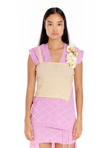 Logo Jacquard Sleeveless Knit Top [Light Yellow] - EENK - Modalova