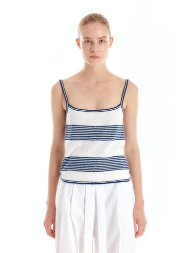 Stripe Sleeveless Cotton-blend Top [Ivory/Navy] - EENK - Modalova