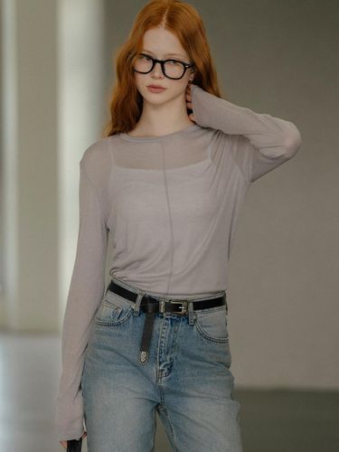 Front Slit Soft Tencel T-shirt [Gray] - KNOWN BETTER - Modalova