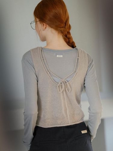 U-neck Ribbon Wool Blend Vest [Gray] - KNOWN BETTER - Modalova