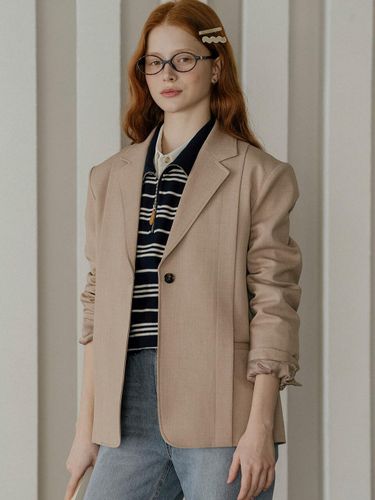 Flap Pointed One Button Wool Blend Jacket [Beige] - KNOWN BETTER - Modalova