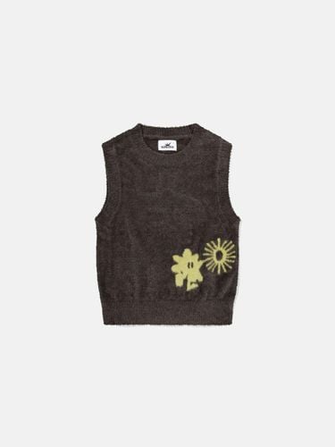 Cali Jacquard Shaggy Knit Vest [Brown] - SUNLOVE - Modalova