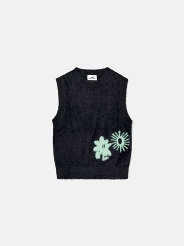 Shaggy Knit Graphic Jacquard Vest [Black] - SUNLOVE - Modalova