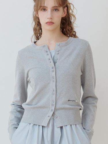 Basic Round Neck Button-Up Knit Cardigan [GR] - TMAKER - Modalova