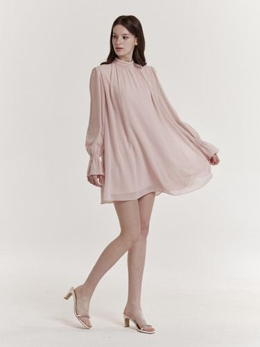 Pleated Sheer Chiffon Dress [Pink] - GRACE U - Modalova