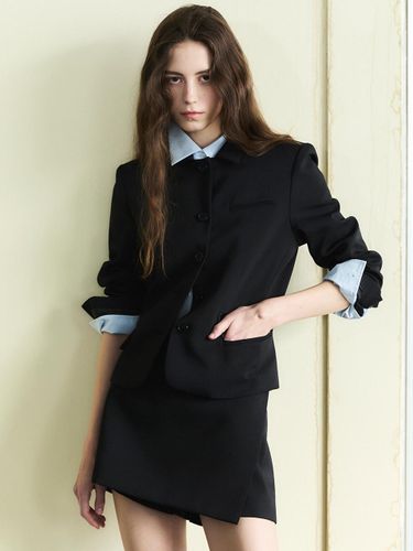Twill Essential Fitted Tailored Jacket [Black] - LETQSTUDIO - Modalova