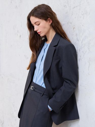 Formal Tailored Single Two-Button Polyester Jacket (IRSP0JK541) - THE IZZAT - Modalova