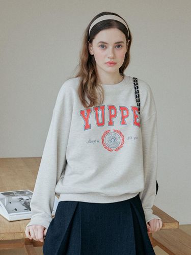 Leaf Print Overfit Premium Sweatshirt [Light Brown] - YUPPE - Modalova