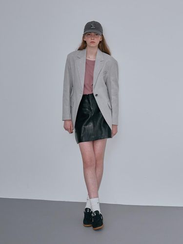 Tailored Single Cotton Jacket [Light Gray] - LUV.M - Modalova
