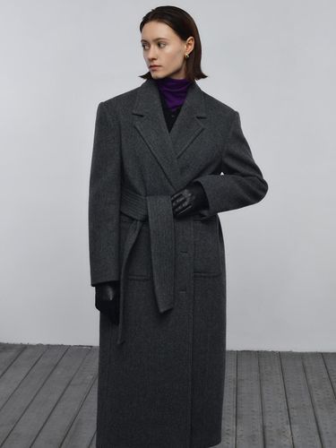 Wool Overfit Half-Double Long Coat [] - EVOKE ERA - Modalova