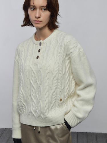 Fisherman Button Overfit Knit [Cream Beige] - EVOKE ERA - Modalova