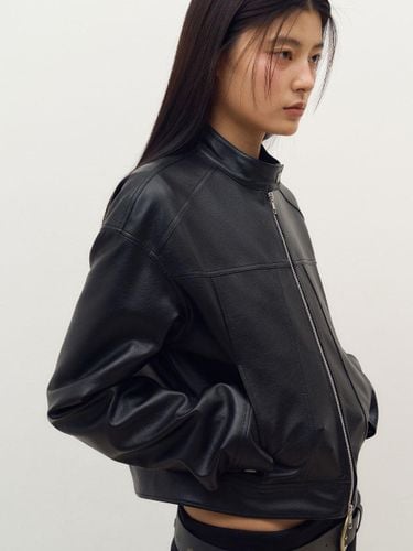 Vegan Leather Crop Biker Jacket [Black] - doffsept - Modalova