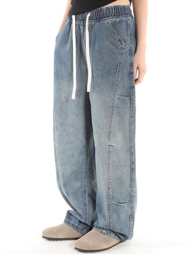 Curved Line Denim Pants [] - FANACULT - Modalova