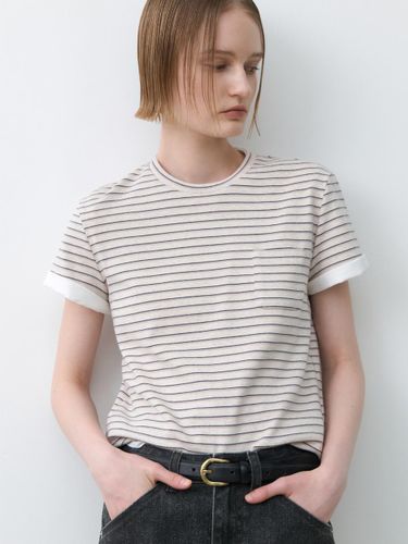 Stripe Pocket Slim Fit Tee (T-6992) - Atelier Nain - Modalova