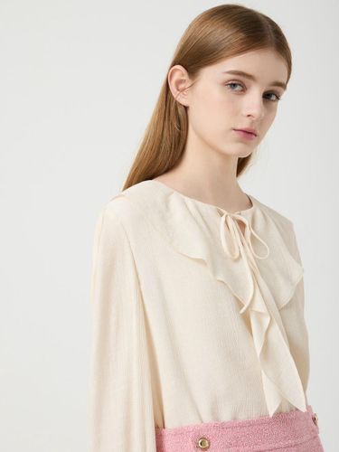 Ribbon Tie Ruffle Chiffon Blouse [Ivory] (C251MSC007) - CC collect - Modalova