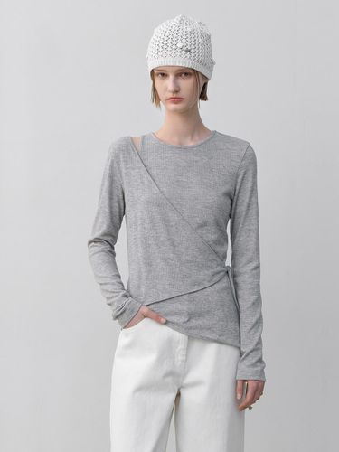 Unbalance Wrap Sleeveless Ribbed Tee (T-6991) - Atelier Nain - Modalova