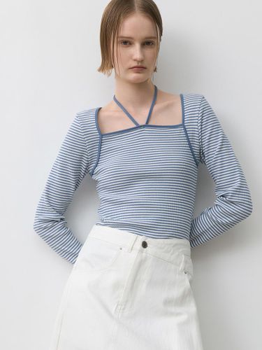 Stripe Halter Slim Tee (T-6995) - Atelier Nain - Modalova