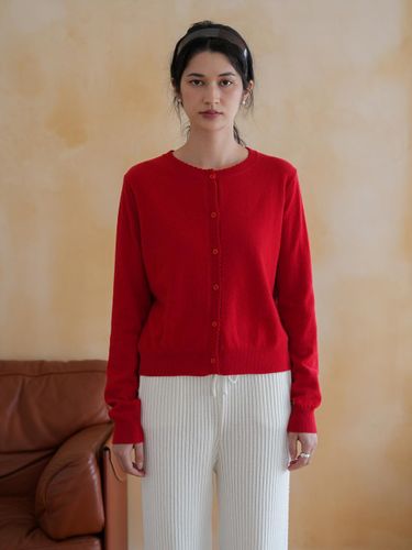 Soft Wool Cashmere Scallop Neckline Cardigan [] - The milui - Modalova