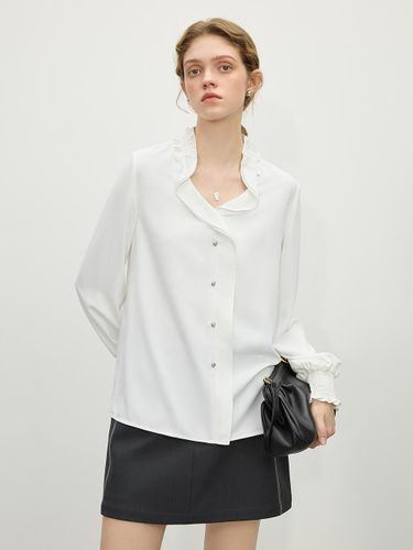 Frill Collar Puff Sleeve Polyester Shirt [Beige] - We’Dee - Modalova