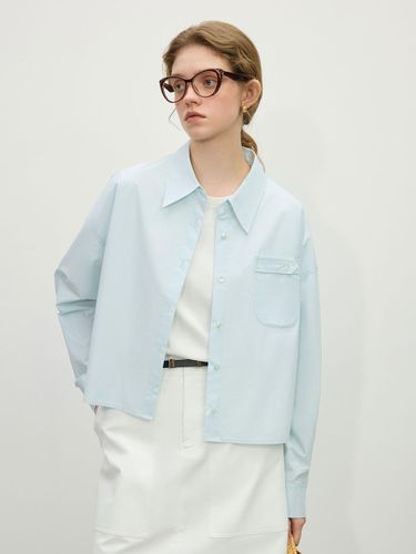 Casual Loose Cotton Minimalist Shirt [Blue/Green] - We’Dee - Modalova