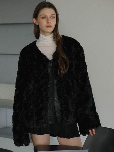 Soft Fur Jacket [Black] - DEHEVE - Modalova