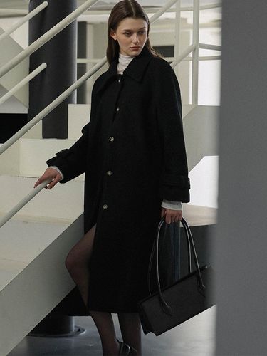 Mold Balmacaan Wool Coat [Black] - DEHEVE - Modalova