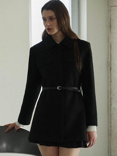 Belt Half Wool Jacket [Black] - DEHEVE - Modalova