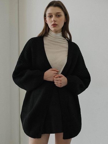 Balloon Sleeve Cardigan [Black] - DEHEVE - Modalova