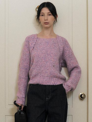 Alpaca square neck knitwear_PURPLE - ARTID - Modalova