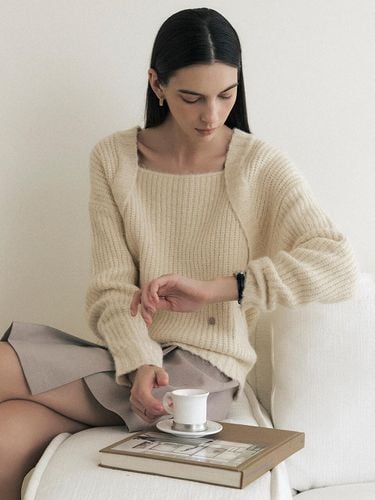 Alpaca square neck knitwear_IVORY - ARTID - Modalova