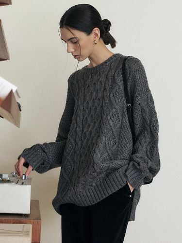 Bulky cable knitwear_CHARCOAL - ARTID - Modalova