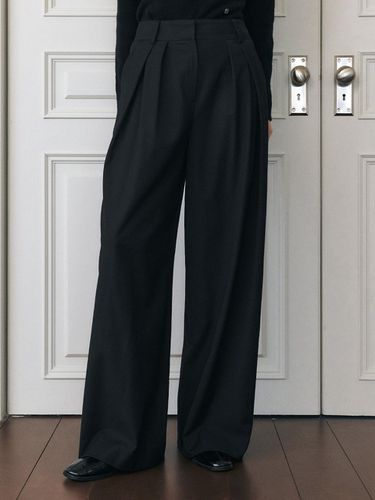 Wool two tuck wide pants_BLACK - ARTID - Modalova