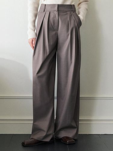 Wool two tuck wide pants_DARK BEIGE - ARTID - Modalova