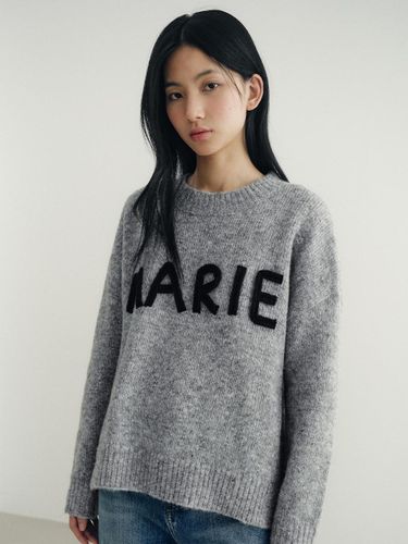 Lettering wool round knitwear (MOECKN11MGY) - marieclaire - Modalova