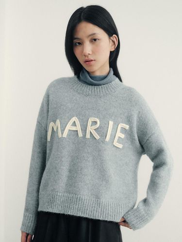 Lettering wool round knitwear (MOECKN11MSB) - marieclaire - Modalova