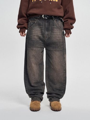 Semi-balloon denim pants - brown - EASY NO EASY - Modalova