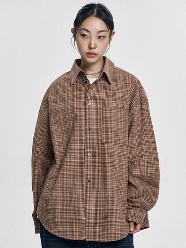 Vintage Checkered Shirt - Brown - EASY NO EASY - Modalova