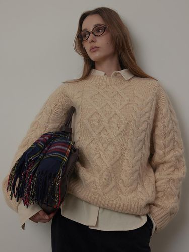 Mohair Classic Twisted Cable Wool Knit - Pullover - Q’SRB - Modalova