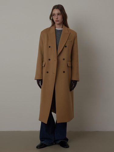 Wool Classic Double - breast Long Coat - Q’SRB - Modalova