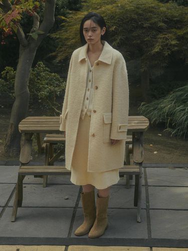 HANDMADE BOUCLE HALF COAT_BUTTER - SAGEMENT - Modalova