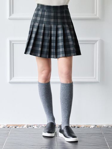 Checkered pleats skirt D/BL - nitina - Modalova