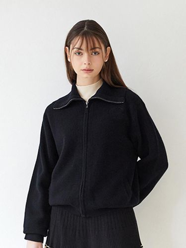 Soft wool zip-up cardigan BK - nitina - Modalova